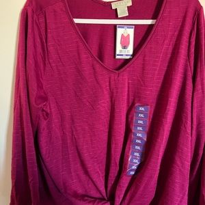 Women’s long sleeve twist front top